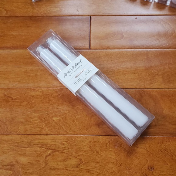 Hearth & Hand 2 pk White Taper Candles - NEW - Picture 1 of 3